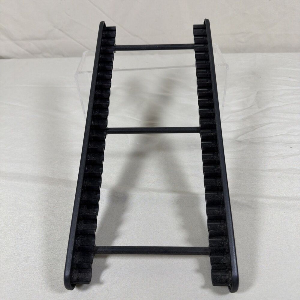 Vintage Black Plastic CD Storage Rack Desktop Media Holder Organizer